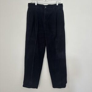 Cherokee Pants Mens 34x30 Navy Blue Corduroy Pleated Relaxed Fit Casual Classic